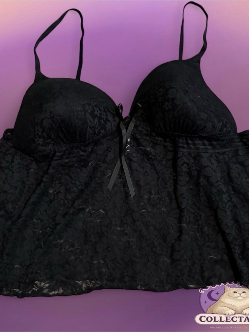 Vintage look Lace Babydoll Chemise with Built-In Cups - plus size